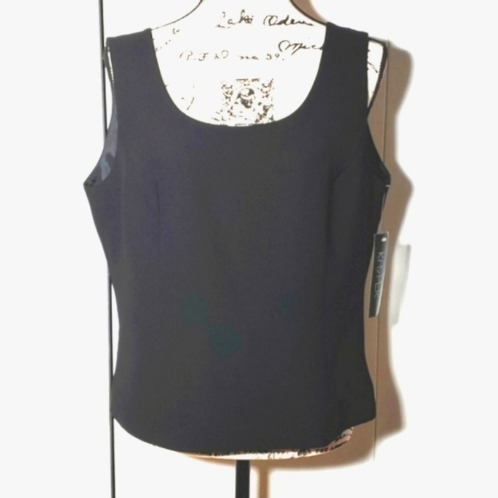 Kasper-  Black lined Dress Tank/Shell Top Elegant Layering Minimalist Sz.14 Lg